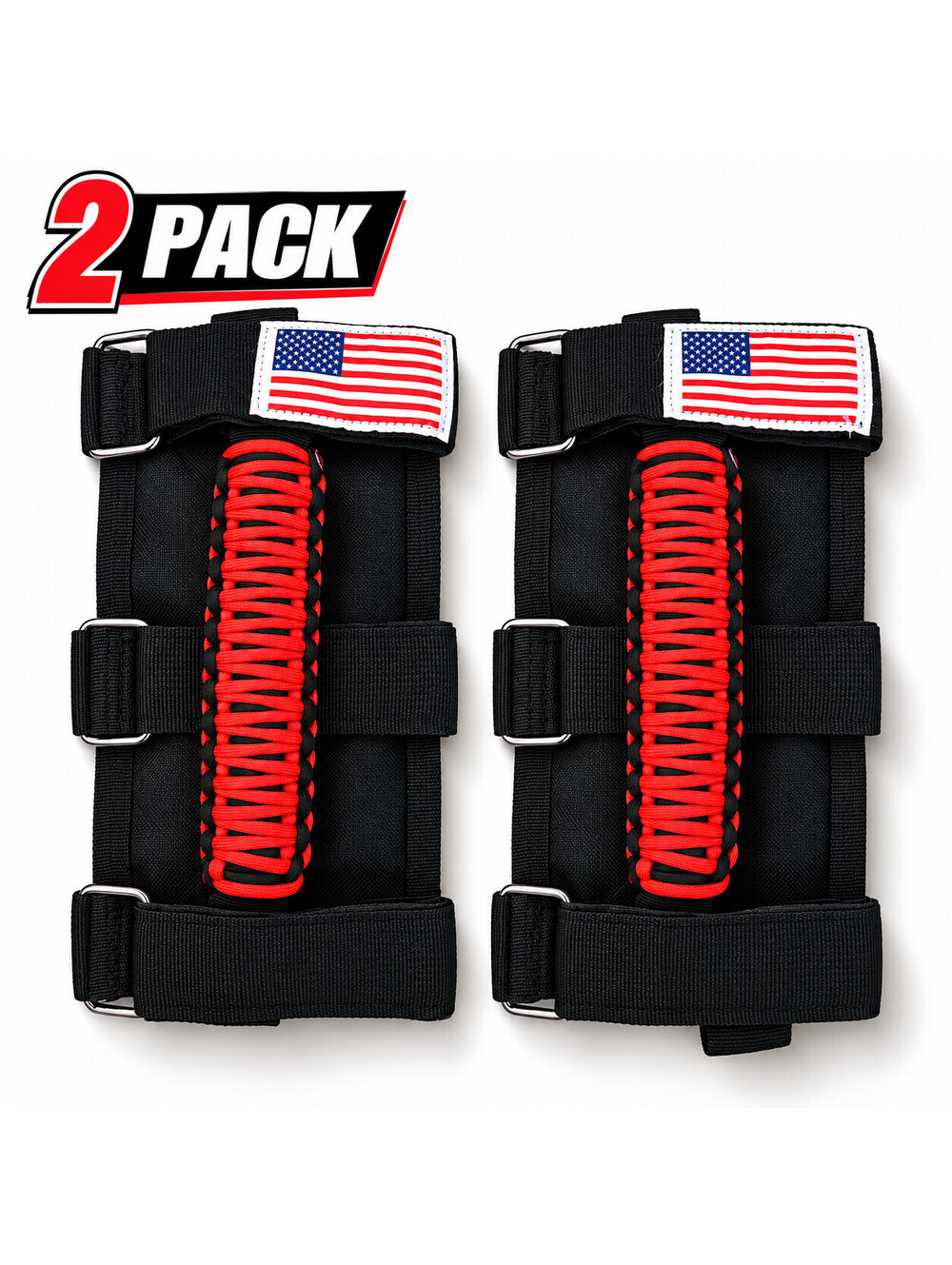 2 Pack Roll Bar Grab Handles Paracord Handles Grip for Jeep Wrangler Rubicon